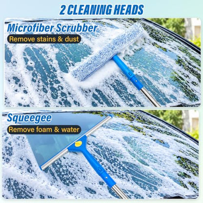 Window Cleaning Kit with Collapsible Bucket 4.2 Gallon for Home Outdoor