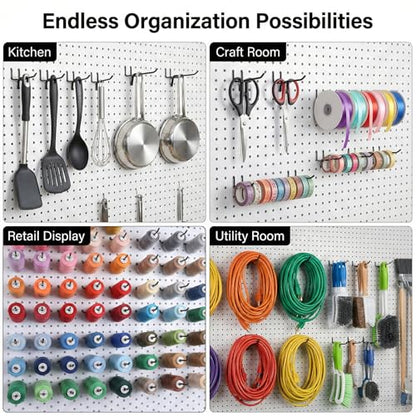 100 Pcs 4 Inch Peg Board Shelving Hooks, Black Pegboard Hooks, Heavy Duty Wall Display Hook Bulk for 1/8 and 1/4 Pegboard, for Garage Storage, Craft Organizing, Kitchen, Store