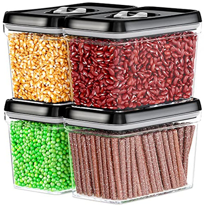 DWËLLZA KITCHEN Airtight Food Storage Containers - Pantry Snacks Kitchen Container, Baking Supplies, 4LB Sugar & Flour Canister - 4 Pc Set All Same Size - Clear Plastic BPA-Free - Keeps Fresh & Dry - color: 06 - 2 Liters (Set of 4)