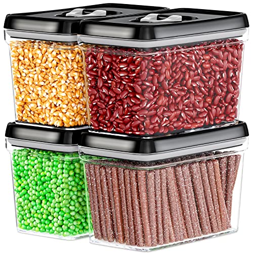 DWËLLZA KITCHEN Airtight Food Storage Containers - Pantry Snacks Kitchen Container, Baking Supplies, 4LB Sugar & Flour Canister - 4 Pc Set All Same Size - Clear Plastic BPA-Free - Keeps Fresh & Dry - color: 06 - 2 Liters (Set of 4)