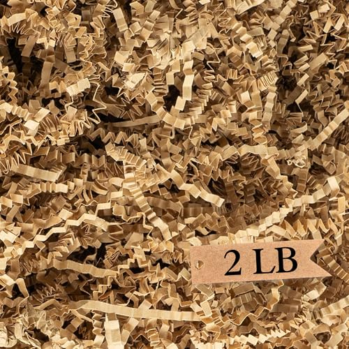 Art Secret Crinkle Cut Paper Shred Filler for Packing and Filling Gift Baskets - 2 LB (Kraft) - color: Kraft