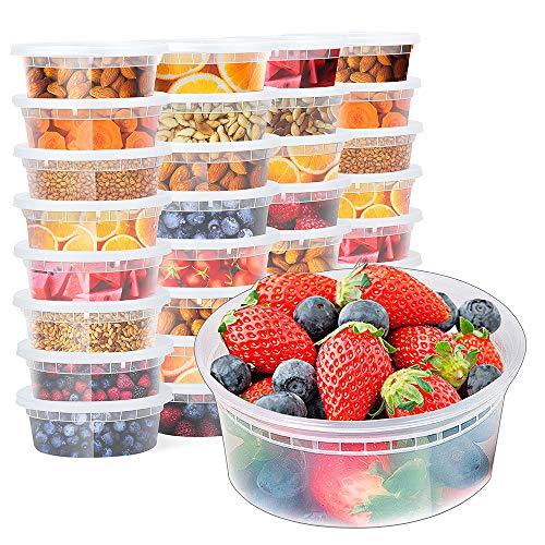 Glotoch Express 24 Sets 8 oz Deli Containers with Lids,Leakproof & BPA Free - size: 8 oz - 24 Sets
