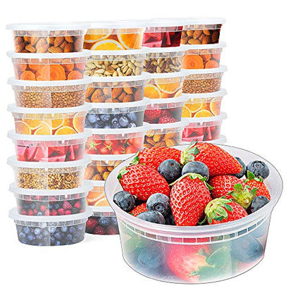 Glotoch Express 24 Sets 8 oz Deli Containers with Lids,Leakproof & BPA Free - size: 8 oz - 24 Sets