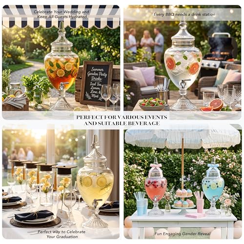 Fifth Avenue Glass Beverage Drink Dispenser Crystal Winston w/Spigot, 1 Gal - color: Winston