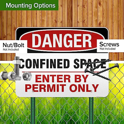 Danger Confined Space Enter By Permit Only Sign, 36x48 Inches, Reflective, - size: 36x48 - DiBound Reflective