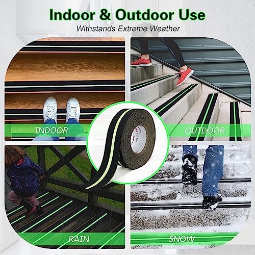 S&X Anti Slip Tape 2in x 60ft Grip Tape for Stairs, Ramps, Glow-in-the-Dark - color: Black/Glow-in-the-Dark, size: 2" X 60'