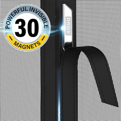 AUGO Garage Door Screen Magnetic Closure - Garage Screen Doors for 1 Car Garage Pull Down - Magnetic Screen Door Mesh - Heavy Duty Weighted Bottom- Pet & Kid Friendly - Keep Open Feature - 8' x 7' - size: 8 FT x 7 FT