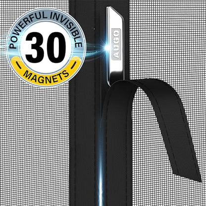 AUGO Garage Door Screen Magnetic Closure - Garage Screen Doors for 1 Car Garage Pull Down - Magnetic Screen Door Mesh - Heavy Duty Weighted Bottom- Pet & Kid Friendly - Keep Open Feature - 8' x 7' - size: 8 FT x 7 FT