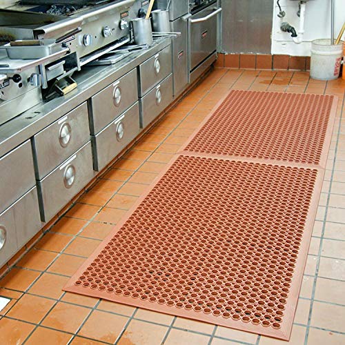 Rubber Floor Mats Anti-Fatigue Kitchen Floor Mat New Bar Floor Mats Commercial Heavy Duty Red Rubber Out Door Mat 36" x 60" - color: Red