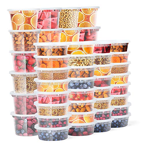 Glotoch Express 48 Sets Deli Containers with Lids,16/8 oz X 24 Set Each - size: Mix(8 &16 oz) - 48 Sets