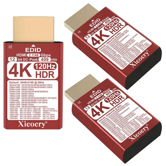 HDMI 2.1 4K HDR EDID Emulator, 12-Bit Deep Color Dummy Plug with 409 Nits Peak Brightness, Default 3840×2160@61Hz Virtual Display for Headless GPUs-3pack - color: 4K/12-bit/409/nits (HDMI 2.1)/HDR, size: 3Pack