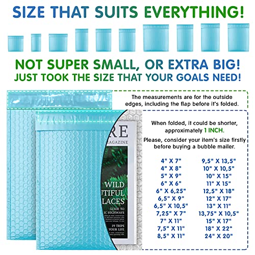Poly Bubble Mailers, 5 x 9 Inch Light Blue Padded Mailers, Self Seal Shipping Envelopes, Lightweight Poly Mailer Bags, Waterproof Mailing Bags, Pack of 25 - color: Light Blue, size: 5" x 9" / 25 Pack