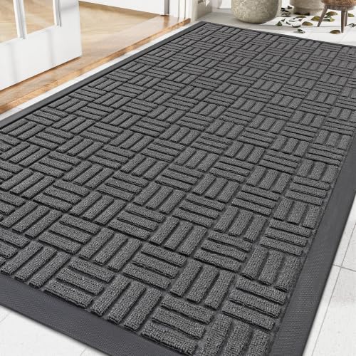 Amyracel Front Door Mat 2'x6', Heavy Duty Waterproof Commercial Floor Mat - color: Maze Grey, size: 2' x 6'(Rectangular)