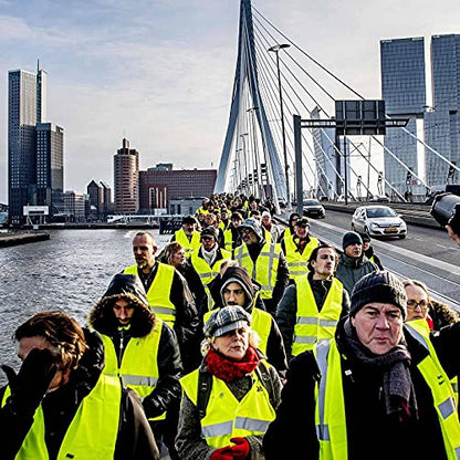 Safety Vests 10 Pack - Yellow Reflective High Visibility Construction ANSI Class 2 Work Vest for Men,Woman,Hi Vis Vest Mesh and Neon Silver Strip - color: Yellow
