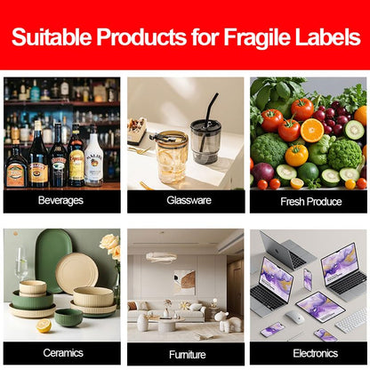 3 x 1 Inch Handle with Care 120 Fragile Stickers Per Roll, Fragile Handle with Care Stickers for Glassware Electronics, E-Commerce Seller Logistics Carrier Package Protection