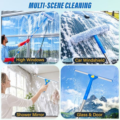 Window Cleaning Kit with Collapsible Bucket 4.2 Gallon for Home Outdoor
