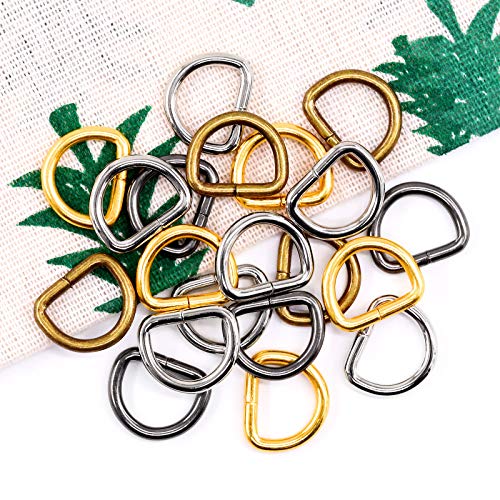 Swpeet 60Pcs Heavy Duty 1 Inch / 25mm Metal D Ring, Webbing Belts Buckle Metal Rings for for Belt Bags DIY Accessories Keychains Belts and Dog Leash - Sliver, Bronze, Gold, Gun-Black (Metal D Ring) - style: Metal D Ring