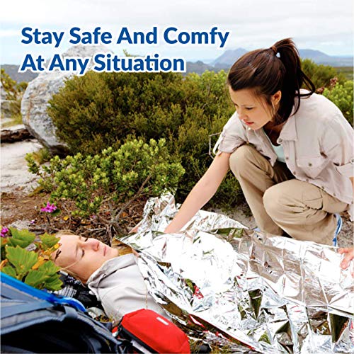 Primacare HB-10 Emergency Mylar Thermal Blankets – 10 Pack, 84" x 52", Silver – Reflective, Waterproof, Retains 90% Body Heat – for Survival, First Aid, Outdoors, Camping, EMS - color: Silver