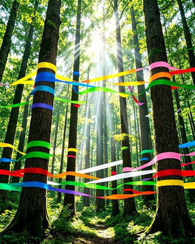 Blue Flagging Tape - Non-Adhesive Hi-Vis Plastic | 5 Rolls (1" x 500') | Fade-Resistant for Surveyor, Tree Marking, Hunting Trail, Boundaries & Hazardous Areas Workplace - color: Blue