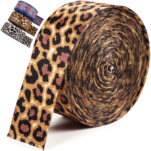 1.5 Inch Webbing Leopard Print 6 Yards Polycotton Webbing for Sewing Bag Purse Handles Straps 1 1/2 Inch - color: Leopard-6 Yards