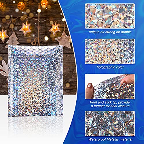 50 Pcs Bubble Mailers 3 Sizes, Bubble Shipping Envelopes, Glitter Silver - color: Glitter Silver