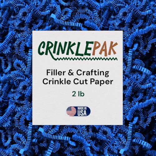 CrinklePak Blue Crinkle Paper - 2 LB Gift Basket Filler - color: Blue, size: 2 LB
