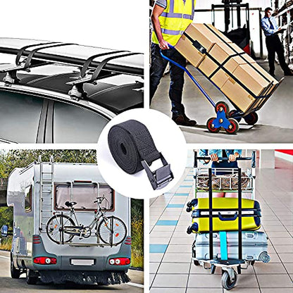 Premium Lashing Nylon Strap - Cam Buckle Tie Down Straps Heavy Duty Secure Straps up to 500 lbs Capacity for Motorcycle,SUP, Kayak, Canoe, Surfboard, Cargo, Boat,Trailer, Moving(1'' x 6.5Ft Black) - size: 4 PCS
