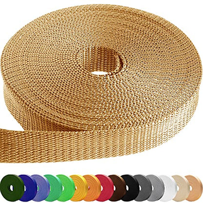TECEUM Webbing Strap, 3/4" to 2", 10-50 Yds, Multi-Color Heavy Duty Tape - color: Caramel, size: 1"- 25 yards