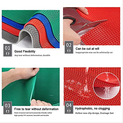 Drainage Non Slip Flooring Mats Swimming Pool Bathroom Anti-Fatigue Rubber Matting 3x10 Ft Heavy Duty Commercial Anti Slip Floor Mats for Garage Restaurant Sauna SPA,Red,0.9×3M - color: Red