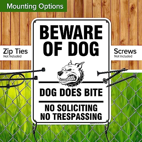 Beware of Dog, Dog Does Bite No Soliciting No Trespassing Sign, 18x24 - size: 18x24 - Polyethylene
