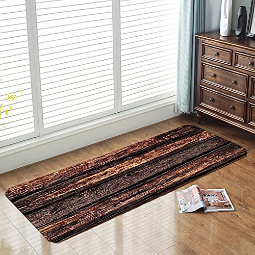 Dark Brown Old Wood Printed Foam Bathroom Non Slip Mat and Absorbent Floor Mat Super Comfort Flannel Door Mat Carpet 59 x 24 inches - color: Multi23, size: 59 x 24 inches