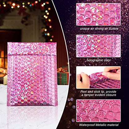 Outus 50 Pcs Bubble Mailers 3 Sizes, Bubble Shipping Envelopes, Rose Red - color: Glitter Rose Red
