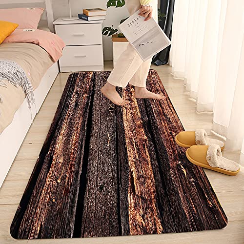 Dark Brown Old Wood Printed Foam Bathroom Non Slip Mat and Doormat Absorbent Super Comfort Flannel Bathroom Blanket Carpet 72 x 24 inches - color: Multi23, size: 72 x 24 inches