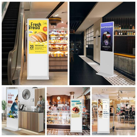 43 inch Indoor Digital Signage 4K Touchscreen IPS Floor Standing Digital Kiosks Interactive Displays with WiFi HDMI/USB Input Auto AD Player, Android OS White - color: White, size: 43 inch-4K, style: Touch-Screen