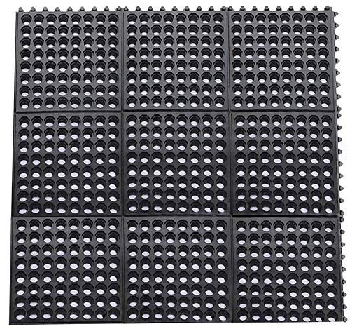 Yesland Anti-Fatigue Rubber Matting, 36 x 36 x 1/2 Inches, Black Dura Chef Anti-Slip Kitchen Mat for Restaurant Bar Floor, Bath Mat for Wet Areas, Garage, Garden Use - size: 36"L x 36"W x 0.5"Th