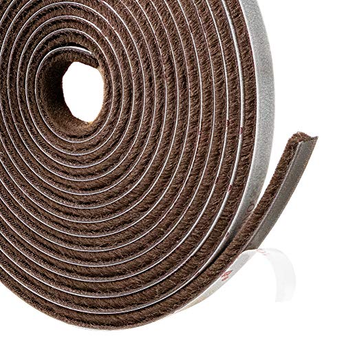 TORRAMI Brush Weather Stripping, 11/32 x 3/16 in, 16 ft, Brown - color: Brown, size: 11/32 inch x 3/16 inch x 16 ft