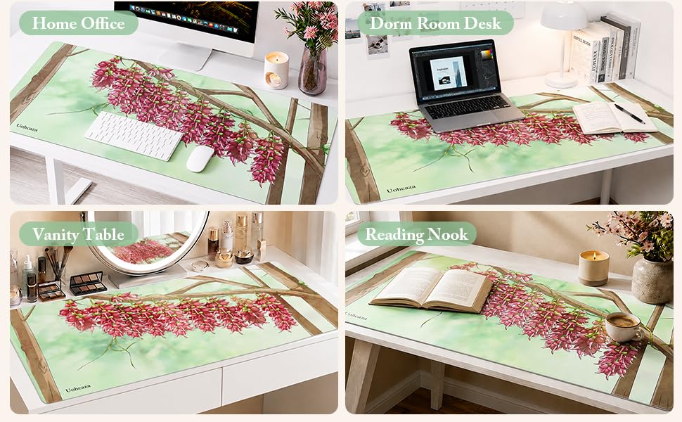 Large Mouse Pad Pink Wisteria Desk Mat Extended Keyboard Cover 35.4 x 15.7 - color: Pink Dream Visteria