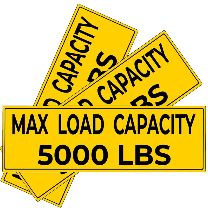 3Pcs(6"x2") - MAX LOAD CAPACITY 5000 LBS Sign - MAX LOAD CAPACITY 5000 LBS Sticker - Waterproof & UV-resistant