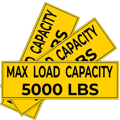 3Pcs(6"x2") - MAX LOAD CAPACITY 5000 LBS Sign - MAX LOAD CAPACITY 5000 LBS Sticker - Waterproof & UV-resistant