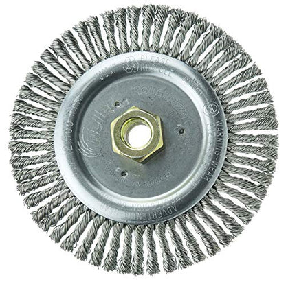 Weiler 09500 Roughneck Jr. 6" Root Pass Weld Cleaning Brush, .020" Stainless Steel Wire Fill, 5/8"-11 UNC Nut, Made in the USA - size: 56 Knots
