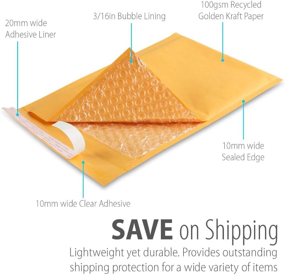 6x 9" Kraft Bubble Mailers,10 Pack Padded Envelopes, 6x9 Inch Waterproof Tear Resistant Bubble Wrap Envelopes Self Sealing Shipping Bags for Makeup Business Packaging Supplies (Yellow, 6 * 9 Inch) - color: Yellow, size: 6*9 Inch