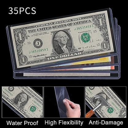 35PCS Banknote Holders Top-Load Currency Money Sleeves for Bills - color: 35 Pieces
