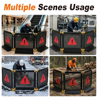10 FT Heavy-Duty Stump Grinding Barrier, 3-Sided Foldable Debris Containment Screen with Reinforced Steel Frame, Portable Safety Barrier for Tree Service, Arborists & Landscaping Professionals