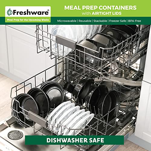 Freshware Meal Prep Containers with lids [150 Pack] Food Storage Containers, Bento Box, BPA-Free, Stackable, Microwave, Dishwasher, Freezer Safe, 32 Oz, Black - size: 28OZ-150PK