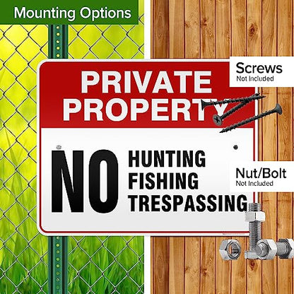 Private Property No Fishing No Hunting No Trespassing Sign, 24x30 Inches, - size: 24x30 - Aluminum Reflective