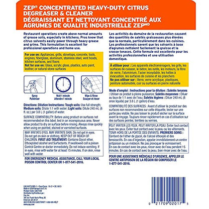 Zep Heavy-Duty Citrus Degreaser and Cleaner - 32 Ounce (Case of 4) CACIT324 - Restaurant Grade Degreaser and Cleaner Removes Oil, Grease, Adhesive, and Kitchen Soil
