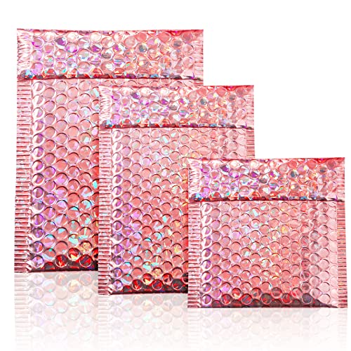 50 Pcs Bubble Mailers 3 Sizes, Bubble Shipping Envelopes, Glitter Rose Gold - color: Glitter Rose Gold