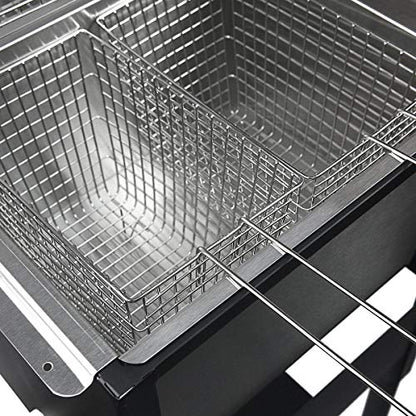 Barton Outdoor Propane Deep Fryer with Dual Burners & 3 Fry Baskets, High Pressure Double Tank Fryer Station for Fish Fry, Seafood Boil, Shrimp, Wings, Chicken & Backyard Cooking