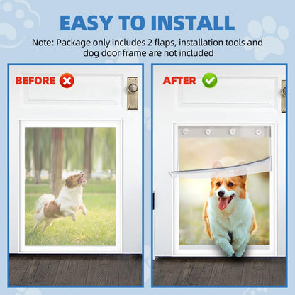 2 Pack XL Replacement Dog Door Flaps, Clear Pet Door Replacement Flap - size: Extra Large - 9.88 Inch x 18 Inch