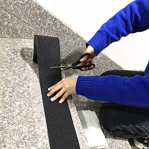 COSIMIXO 8" x 35Ft Heavy Duty Anti Slip Tape,Best 80grit Friction,Grip,Abrasive for Stairs Outdoor/Indoor,Skateboard Grip Tape Safety Non Skid Tread Staircases Anti-Slip Traction Tape Black - size: 8" x 35Ft